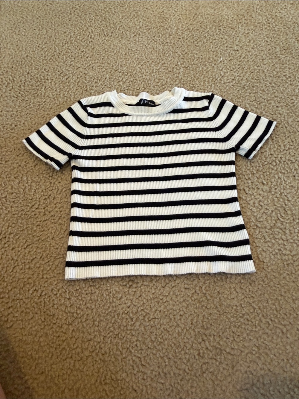 art class Black & White Striped Short Sleeve Knit Top